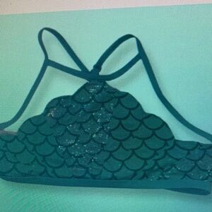 Kids Mermaid Scale Swim Top - Blue